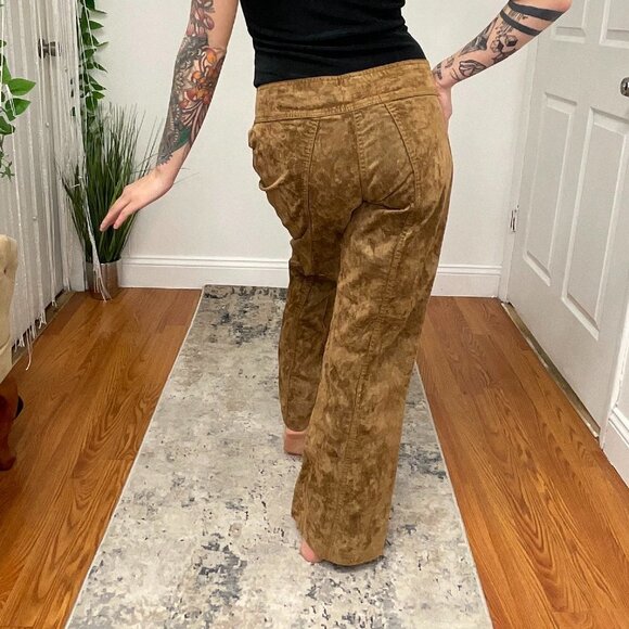 Y2K Melrose Relaxed Fit Mid Rise Camo Flare Pants Belted Waist Size 32 Brown - Picture 5 of 7